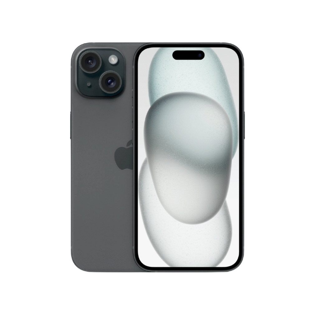Apple iPhone 15 Black Titanium Front and Rear View